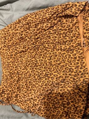Leopard Print A-Line Women's Skirt - Rust Brown